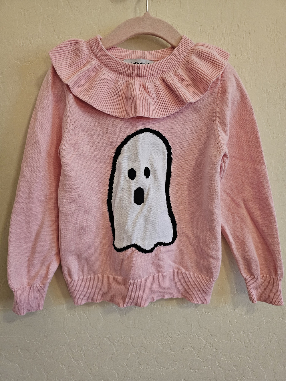 Girlhood By Little Stocking Co Pink Halloween Ghost Pullover Sweater 4/5 Years